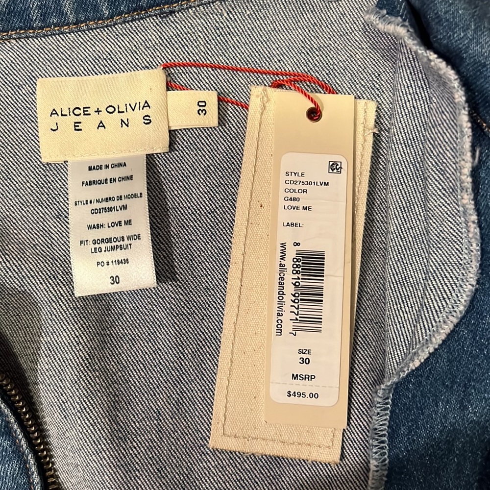 Alice and Olivia wide leg denim jumpsuit - Picture 6 of 7